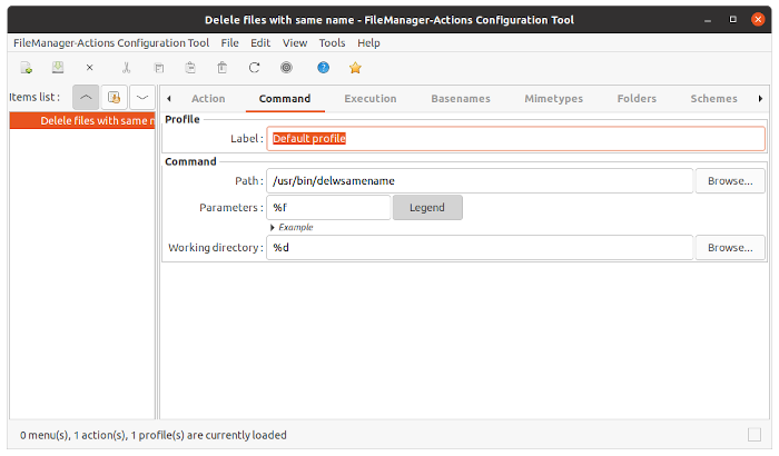 FileManagerAction window